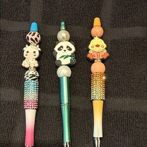 Colorful Animal-Themed Beaded Pens Set